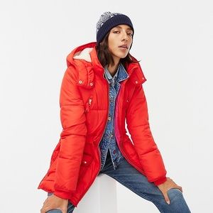J. Crew Chateau puffer jacket in Brilliant Sunset - NWT!